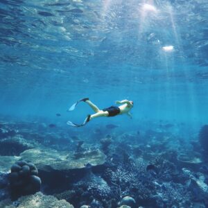 man under water